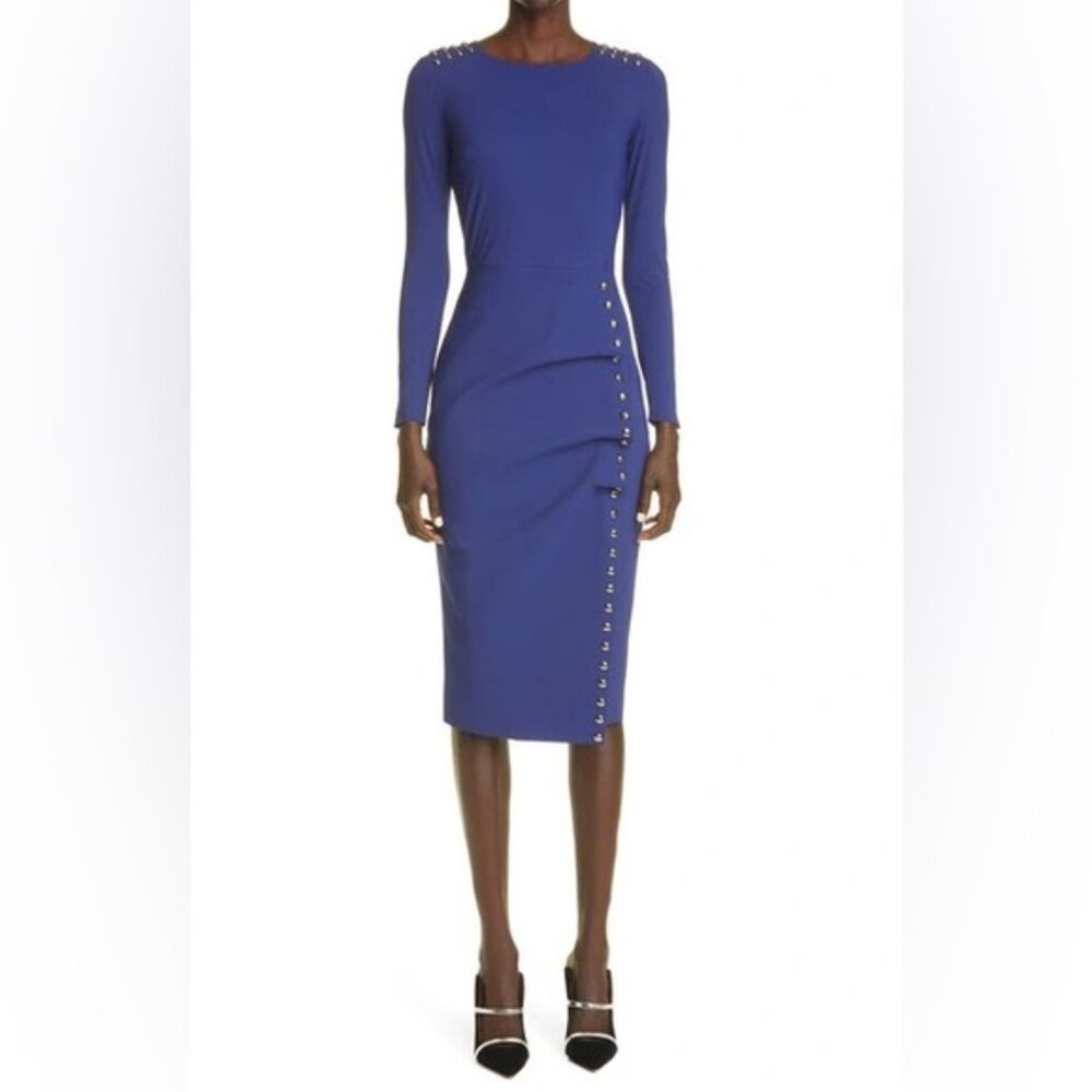 CHIARA BONI Aretha studded long sleeve midi dress
